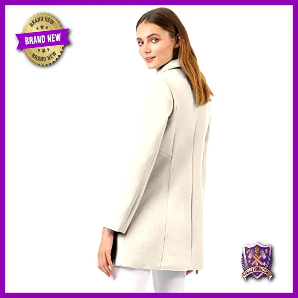 Peter Pan Collar Double Breasted Long Trench Pea Coat Classic Elegant Workwear